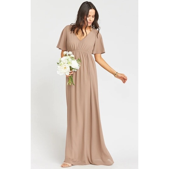 Show Me Your Mumu Emily Empire Maxi Dress Dune Chiffon XS - Picture 1 of 3